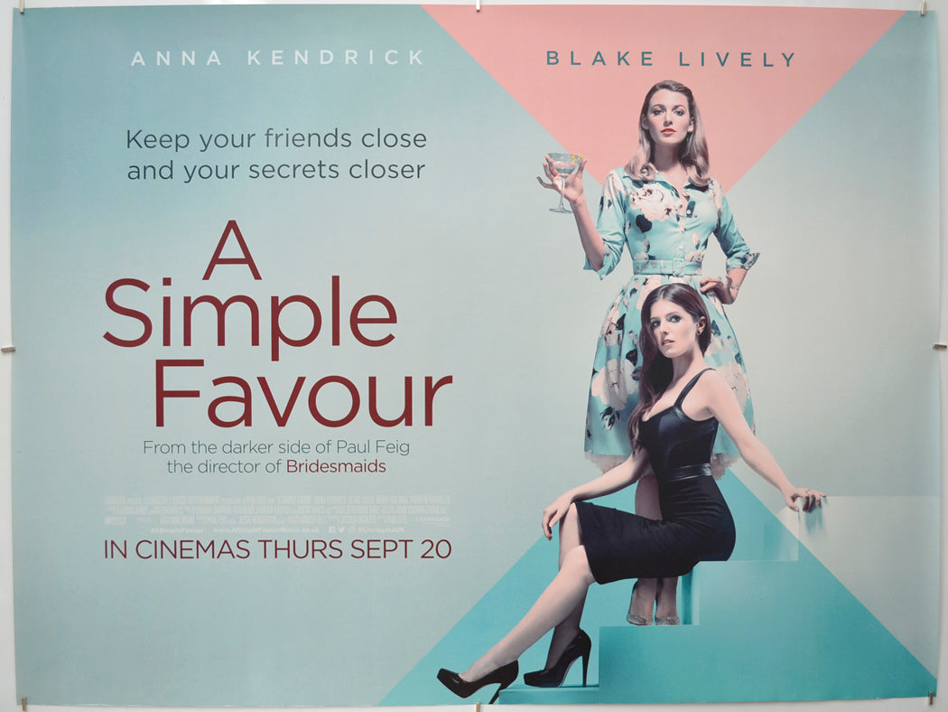 A Simple Favour - Original Quad Poster - Film Poster - Movie Poster