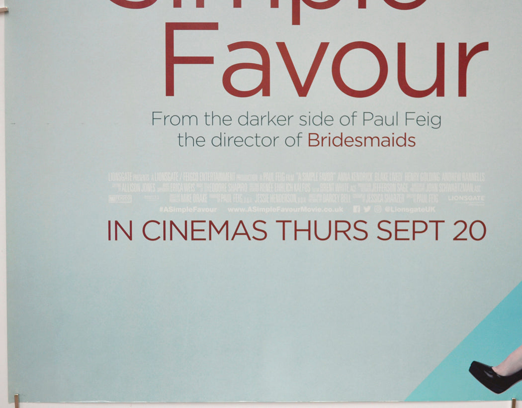 A SIMPLE FAVOUR (Bottom Left) Cinema Quad Movie Poster 