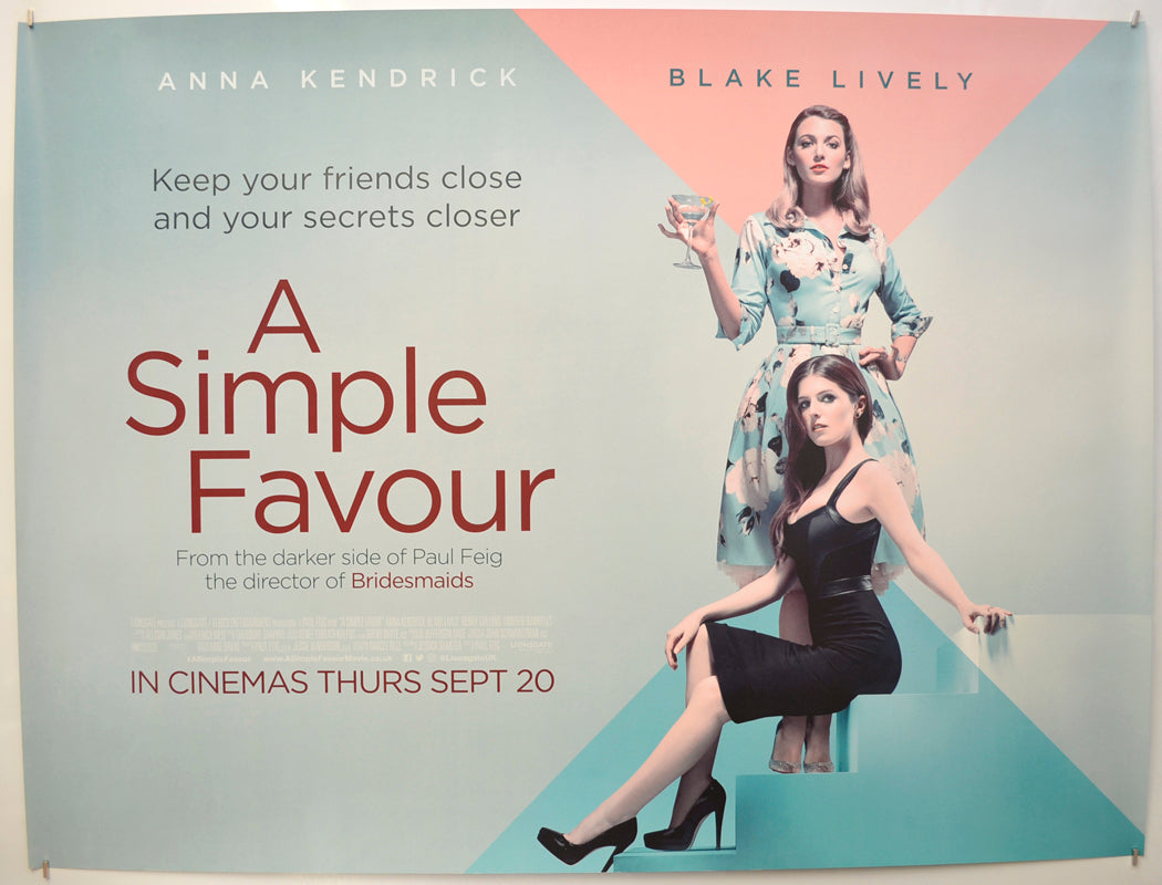 A Simple Favour Original Quad Poster - Film Poster - Movie Poster