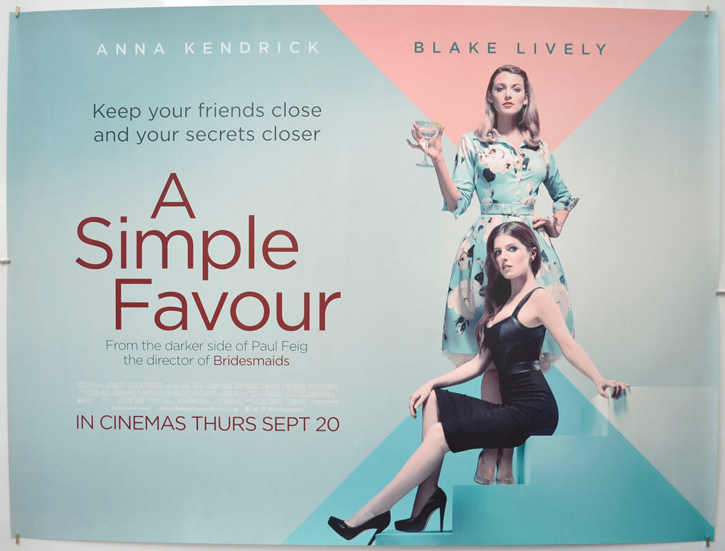 A Simple Favour Original Quad Poster - Film Poster - Movie Poster