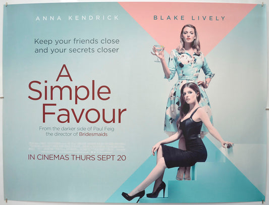 A Simple Favour Original Quad Poster - Film Poster - Movie Poster