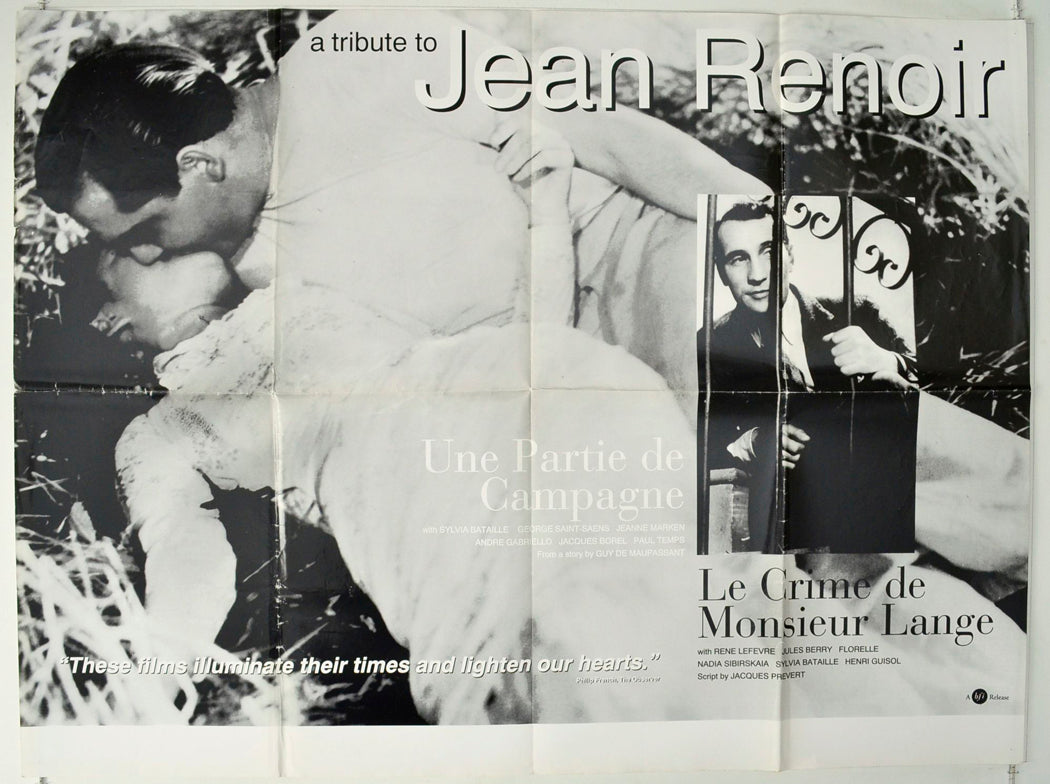 A Tribute To Jean Renoir  (Partie De Campagne / Le Crime De Monsieur Lange)  (Double Bill)   Original British Quad Poster - Movie Poster