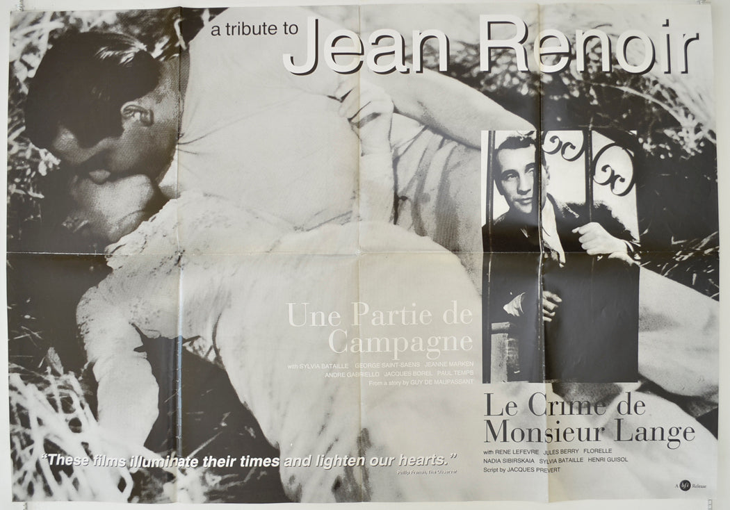 A Tribute To Jean Renoir   (Partie De Campagne / Le Crime De Monsieur Lange)  (Double Bill)  Original Quad Poster - Film Poster - Movie Poster 