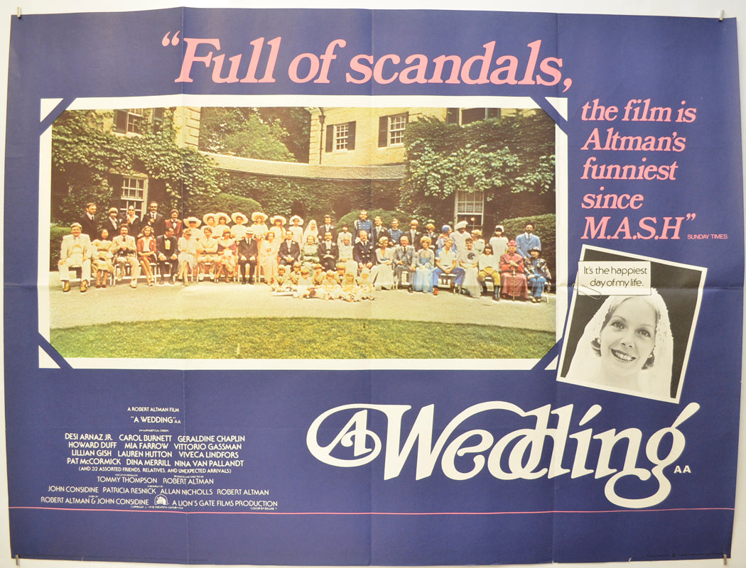 A Wedding Original Quad Poster - Film Poster - Movie Poster