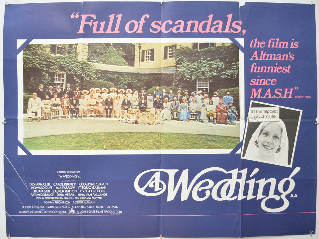 A Wedding Original Quad Poster - Film Poster - Movie Poster