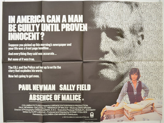 Absence Of Malice   Original Quad Poster - Film Poster - Movie Poster 