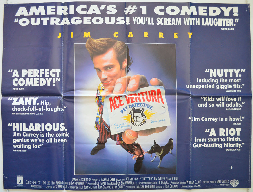 Ace Ventura : Pet Detective  Original British Quad Poster - Film Poster - Movie Poster 