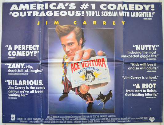 Ace Ventura : Pet Detective  Original British Quad Poster - Film Poster - Movie Poster 