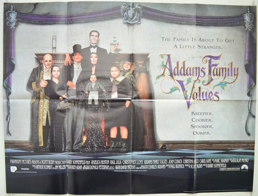 Addams Family Values Original Quad Poster - Film Poster - Movie Poster  