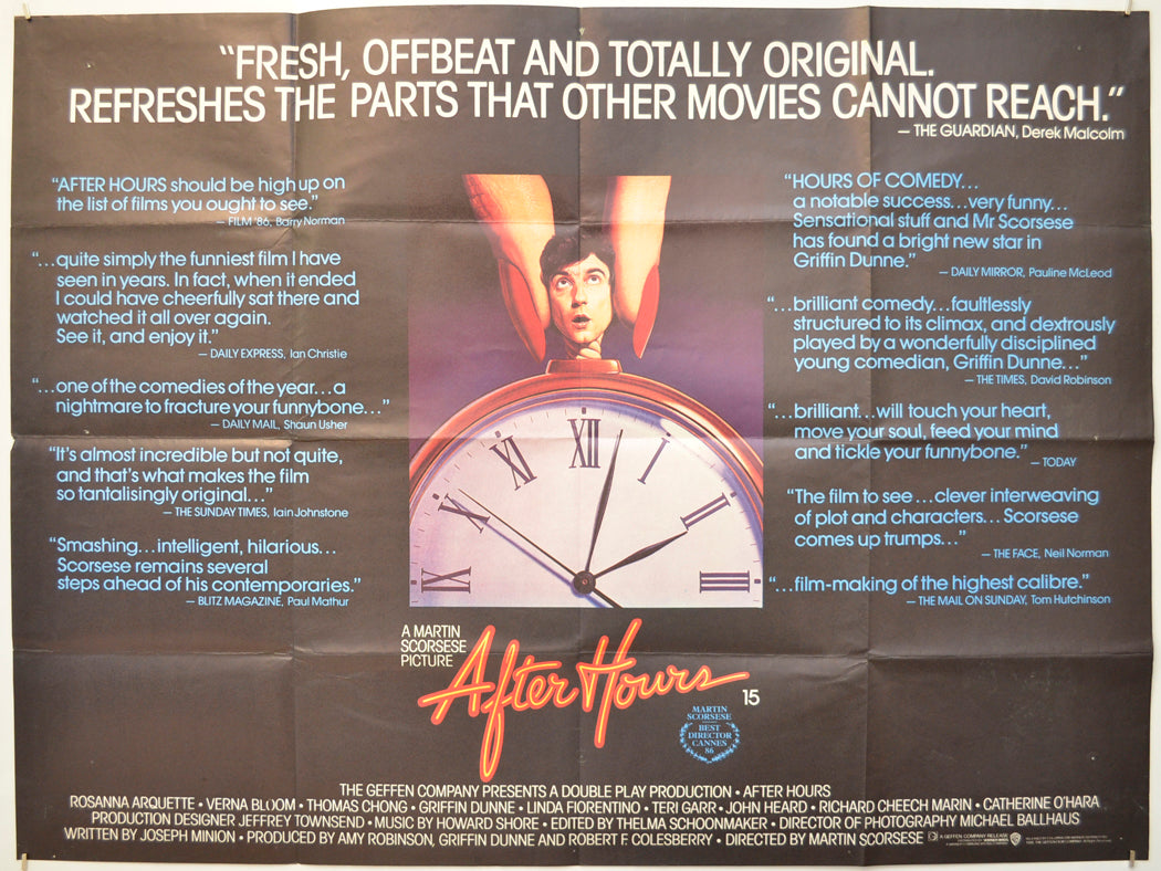 After Hours Original Quad Poster - Film Poster - Movie Poster  