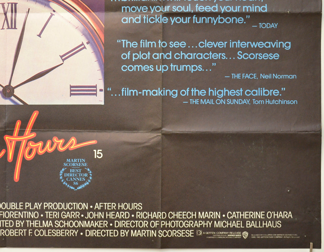 AFTER HOURS (Bottom Right) Cinema Quad Movie Poster 