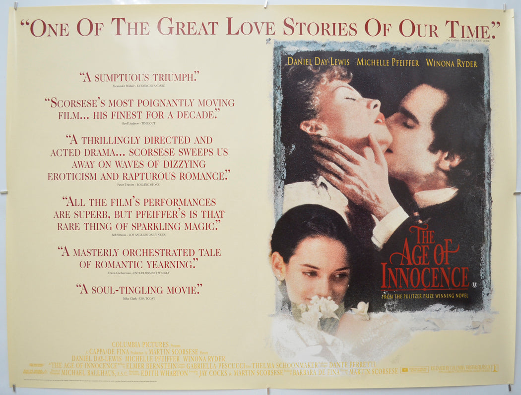 The Age Of Innocence Original Quad Poster - Film Poster - Movie Poster