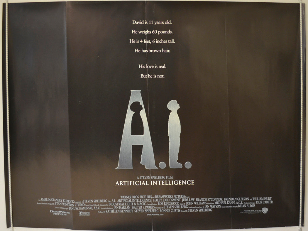 A.I  (Teaser / Advance Version)   Original Quad Poster - Film Poster - Movie Poster