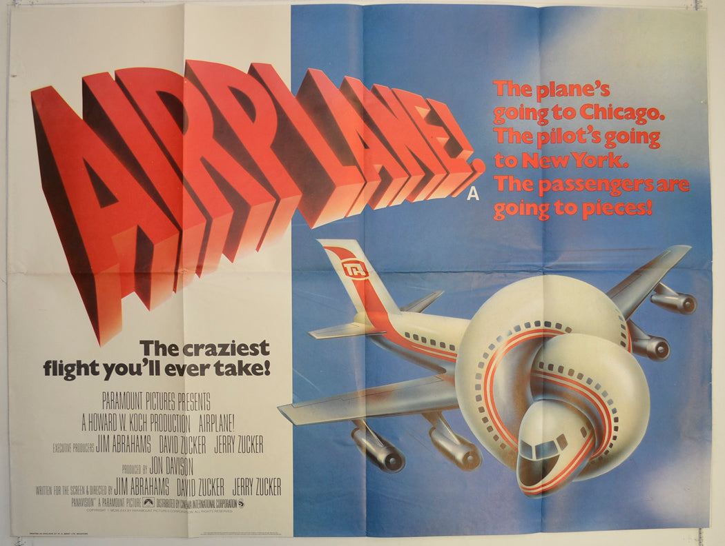 Airplane  Original British Quad Poster - Film Poster - Movie Poster 