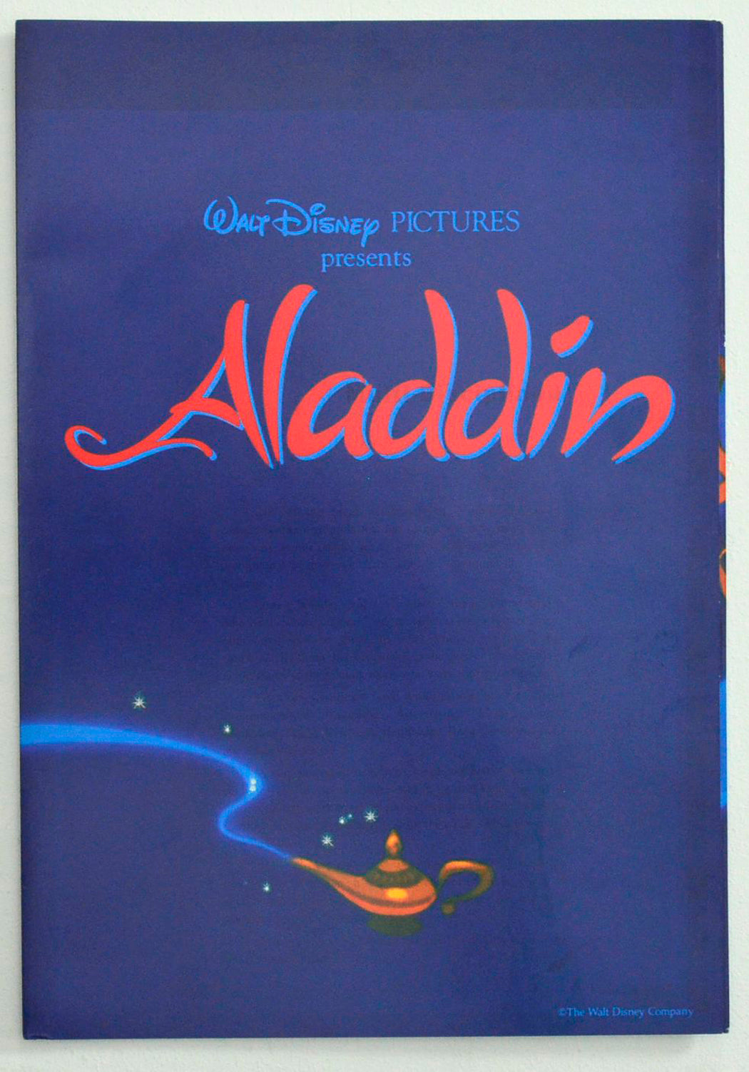 Aladdin   Original Cinema Exhibitors Synopsis / Credits Booklet