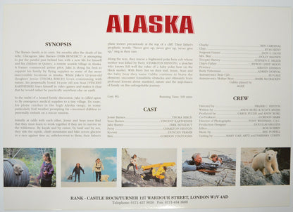 ALASKA Cinema Exhibitors Press Synopsis Credits Booklet - BACK 