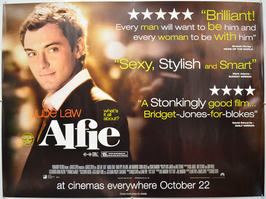 Alfie (Reviews version) Original Quad Poster - Film Poster - Movie Poster