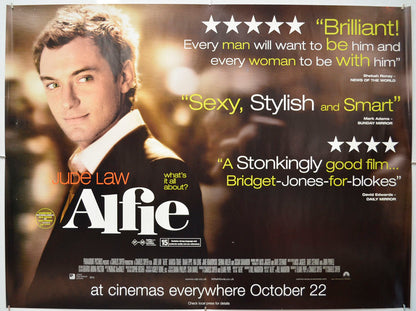 Alfie (Reviews version) Original Quad Poster - Film Poster - Movie Poster