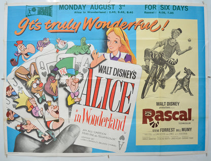 Alice In Wonderland / Rascal (1970 re-release double bill) Original Quad Poster - Film Poster - Movie Poster