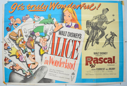 Alice In Wonderland / Rascal (1970 re-release double bill CROPPED) Original Quad Poster - Film Poster - Movie Poster