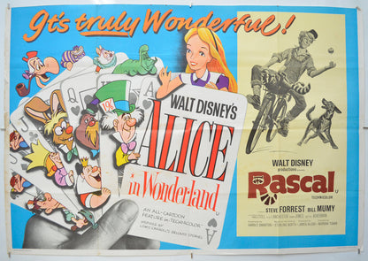 Alice In Wonderland / Rascal (1970 re-release double bill CROPPED) Original Quad Poster - Film Poster - Movie Poster