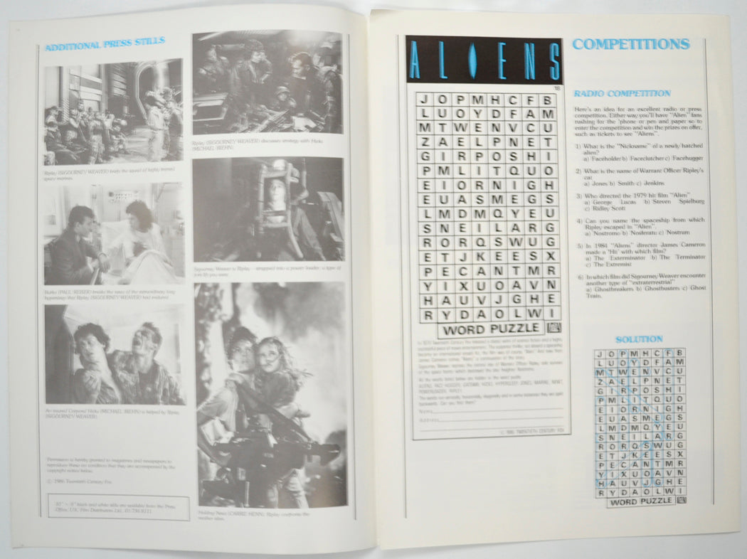 ALIENS Cinema Exhibitors Campaign Pressbook - INSIDE 