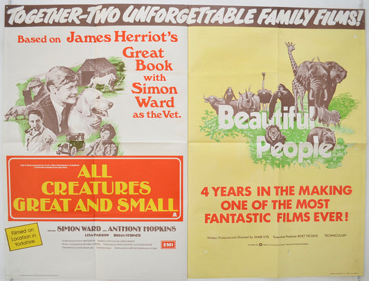 All Creatures Great And Small / Beautiful People  (Double Bill)   Original Quad Poster - Film Poster - Movie Poster  