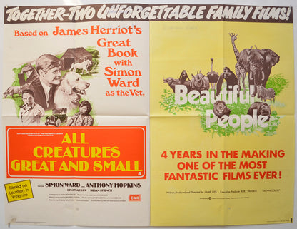 All Creatures Great and Small / Beautiful People  (Double Bill) Original Quad Poster - Film Poster - Movie Poster