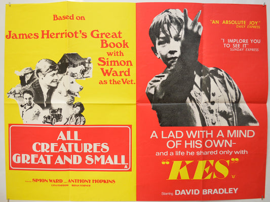 All Creatures Great And Small / Kes (Double Bill) Original Quad Poster - Film Poster - Movie Poster