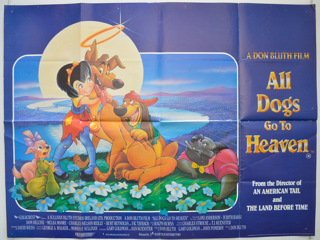 All Dogs Go To Heaven Original Quad Poster - Film Poster - Movie Poster  