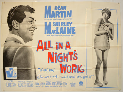 All In A Night's Work  Original Quad Poster - Film Poster - Movie Poster