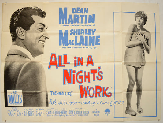 All In A Night's Work  Original Quad Poster - Film Poster - Movie Poster