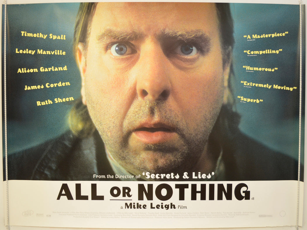 All Or Nothing  Original Quad Poster - Film Poster - Movie Poster 