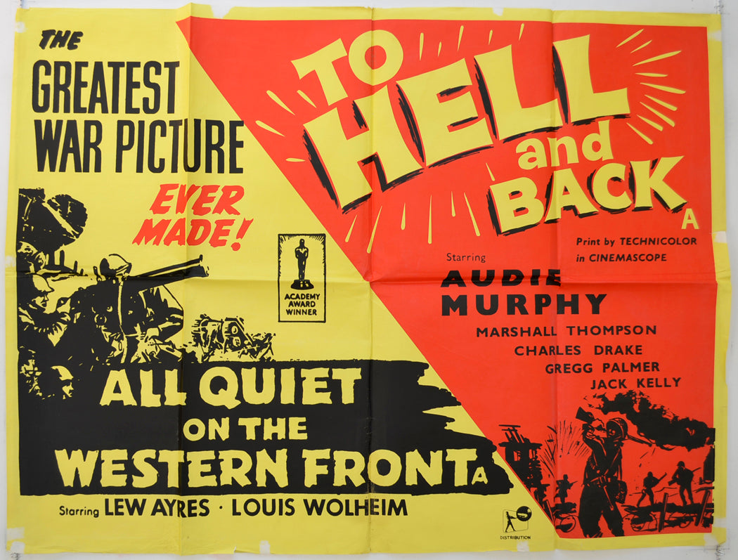 All Quiet On The Western Front / To Hell And Back  (1960’s Double Bill)   Original Quad Poster - Film Poster - Movie Poster  