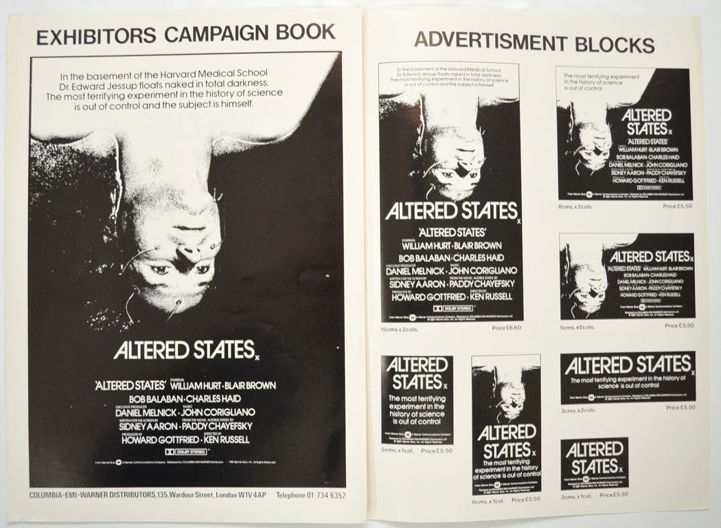 ALTERED STATES Cinema Exhibitors Campaign Pressbook - INSIDE 