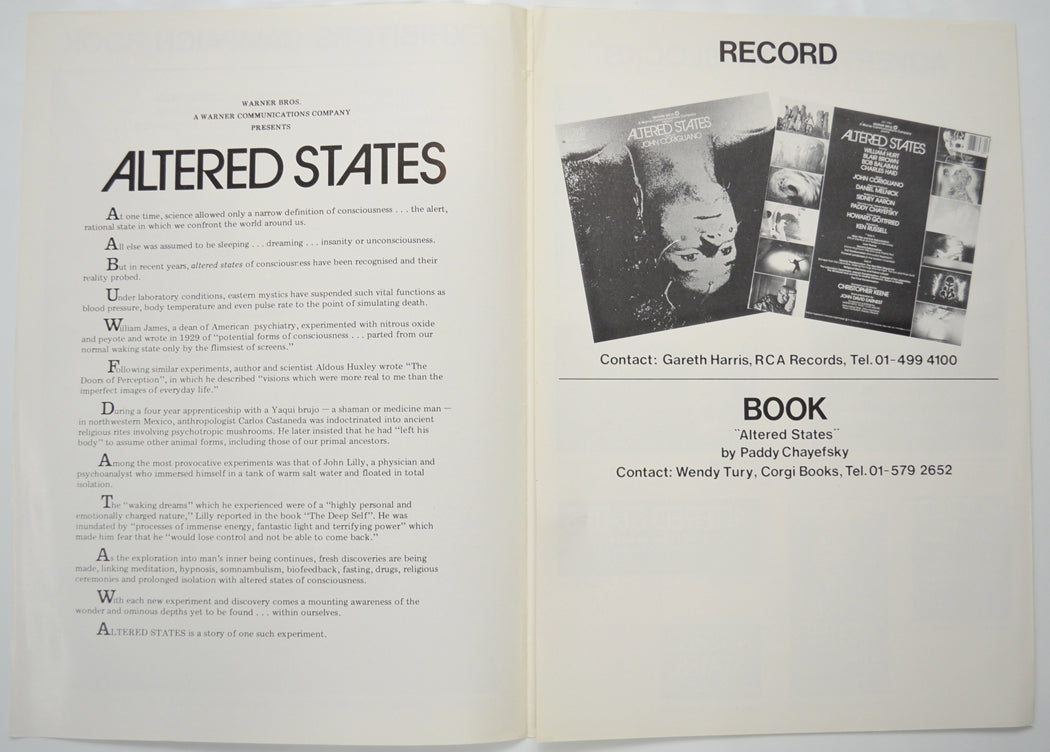 ALTERED STATES Cinema Exhibitors Campaign Pressbook - INSIDE 