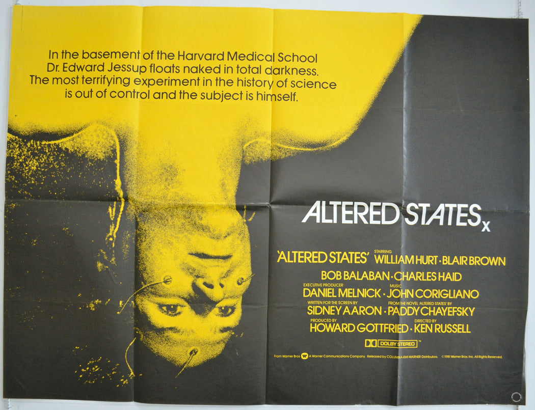 Altered States  Original British Quad Poster - Film Poster - Movie Poster 