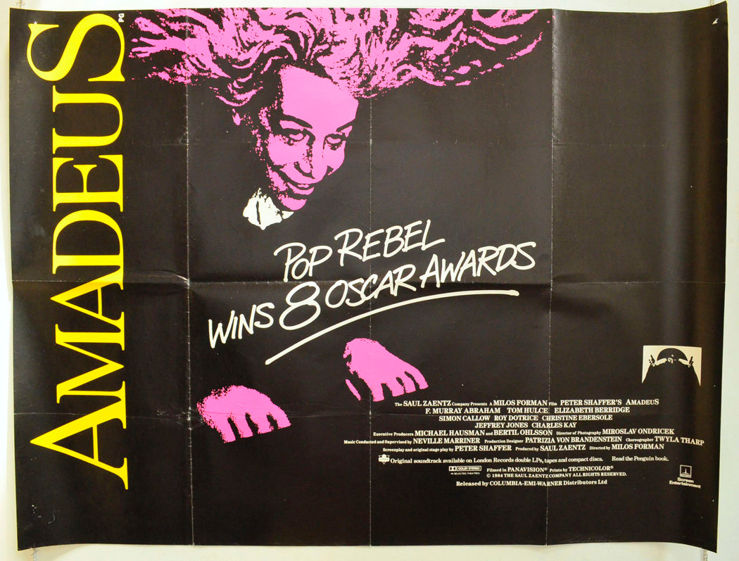 Amadeus  (Oscar Winner Version)   Original British Quad Poster - Film Poster - Movie Poster 