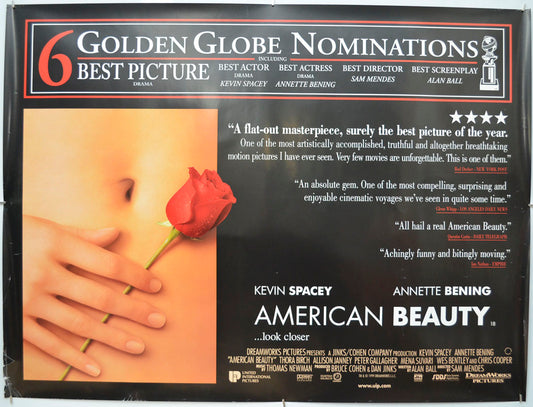 American Beauty (Golden Globes Nominations Version) Original Quad Poster - Film Poster - Movie Poster