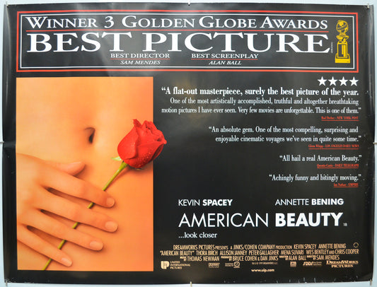 American Beauty (Golden Globes Winner Version)  Original Quad Poster - Film Poster - Movie Poster