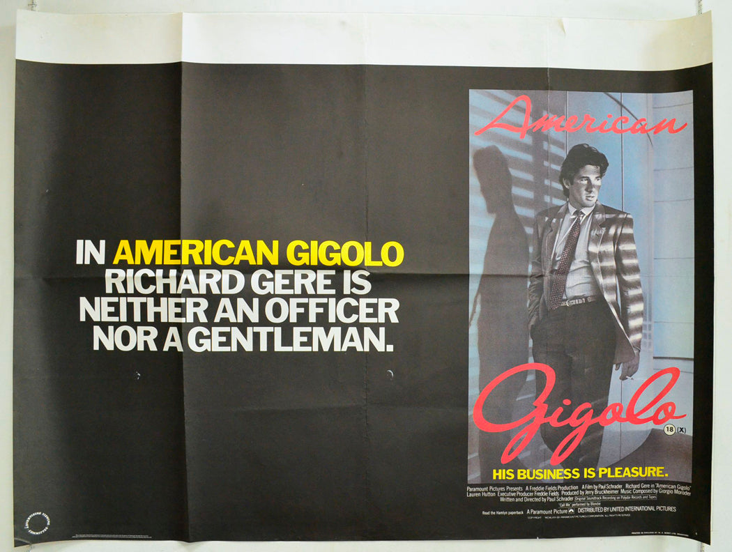 American Gigolo Original British Quad Poster - Film Poster - Movie Poster 