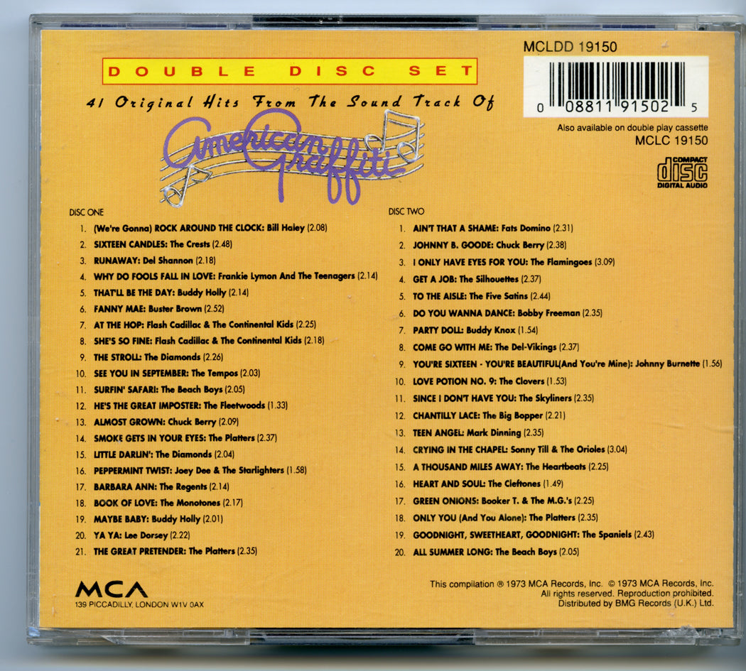 AMERICAN GRAFFITI Original CD Soundtrack (back) 