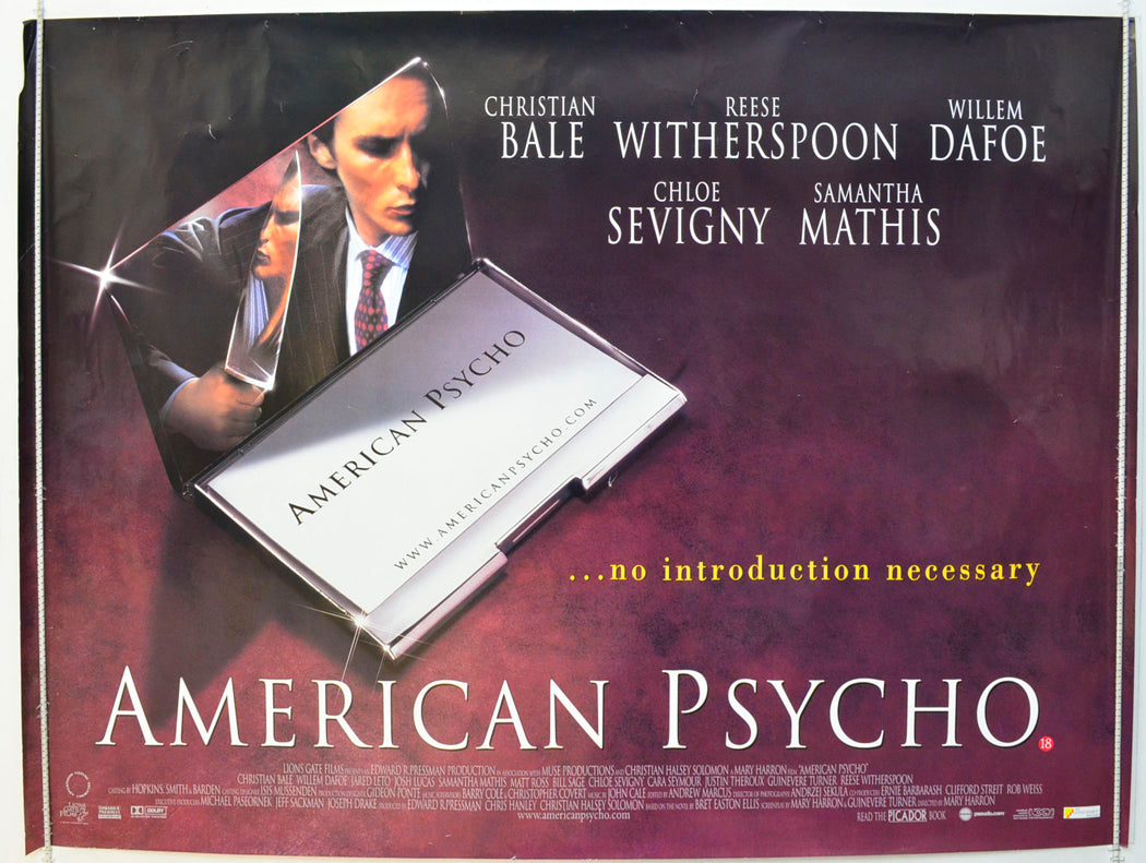 American Psycho  Original British Quad Poster - Film Poster - Movie Poster