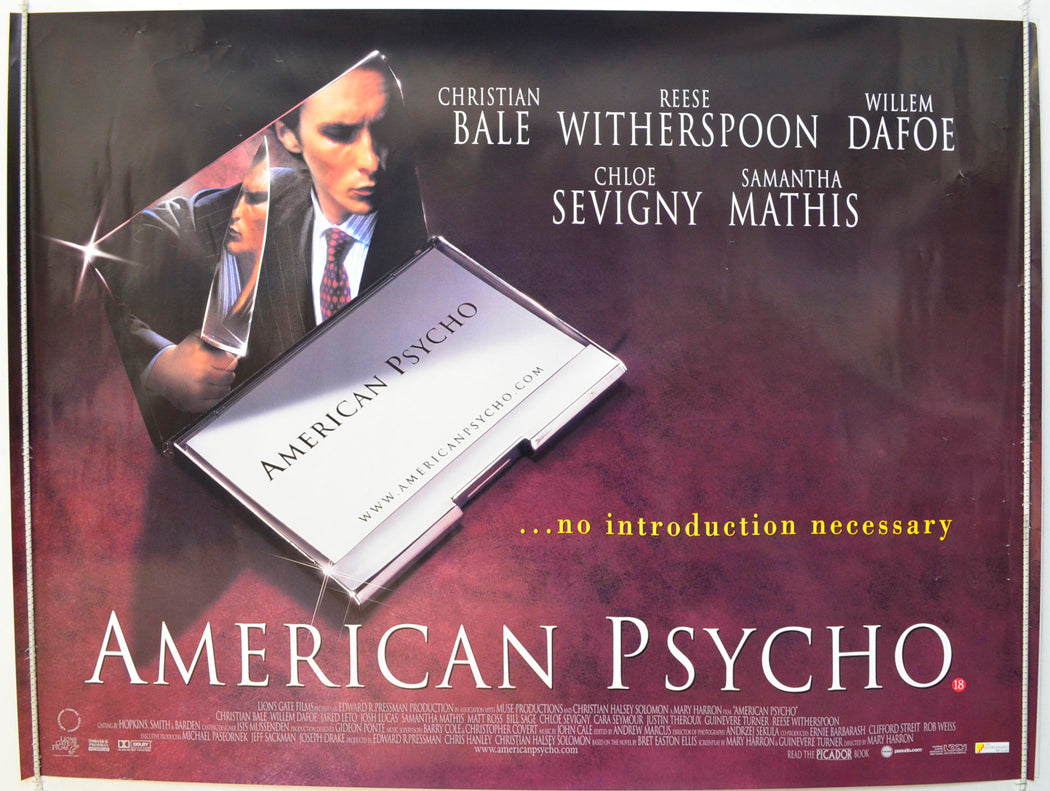 American Psycho  Original British Quad Poster - Film Poster - Movie Poster