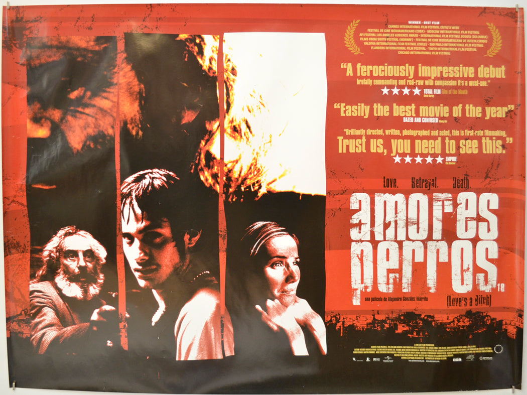 Amores Perros  (a.k.a. Love's A Bitch) Original Quad Poster - Film Poster - Movie Poster  