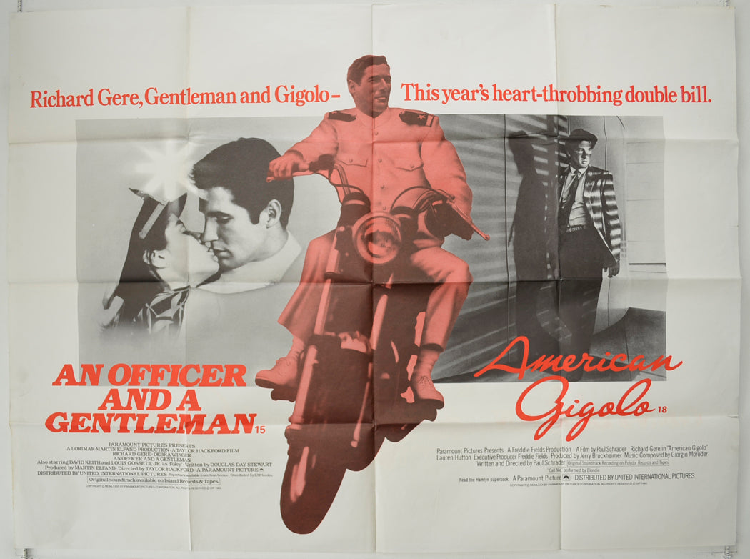 An Officer And A Gentleman / American Gigolo  (Double Bill)   Original Quad Poster - Film Poster - Movie Poster  