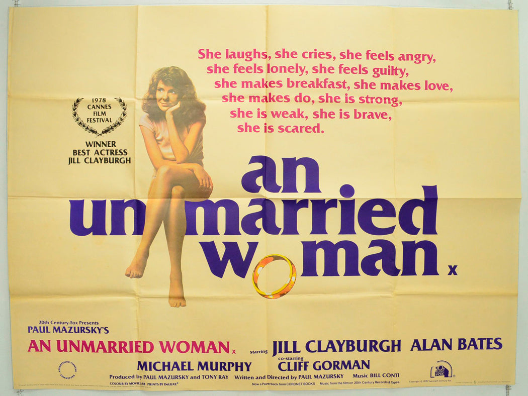 An Unmarried Woman  (Winner For Best Actress Cannes Film Festival 1978)   Original British Quad Poster - Film Poster - Movie Poster 