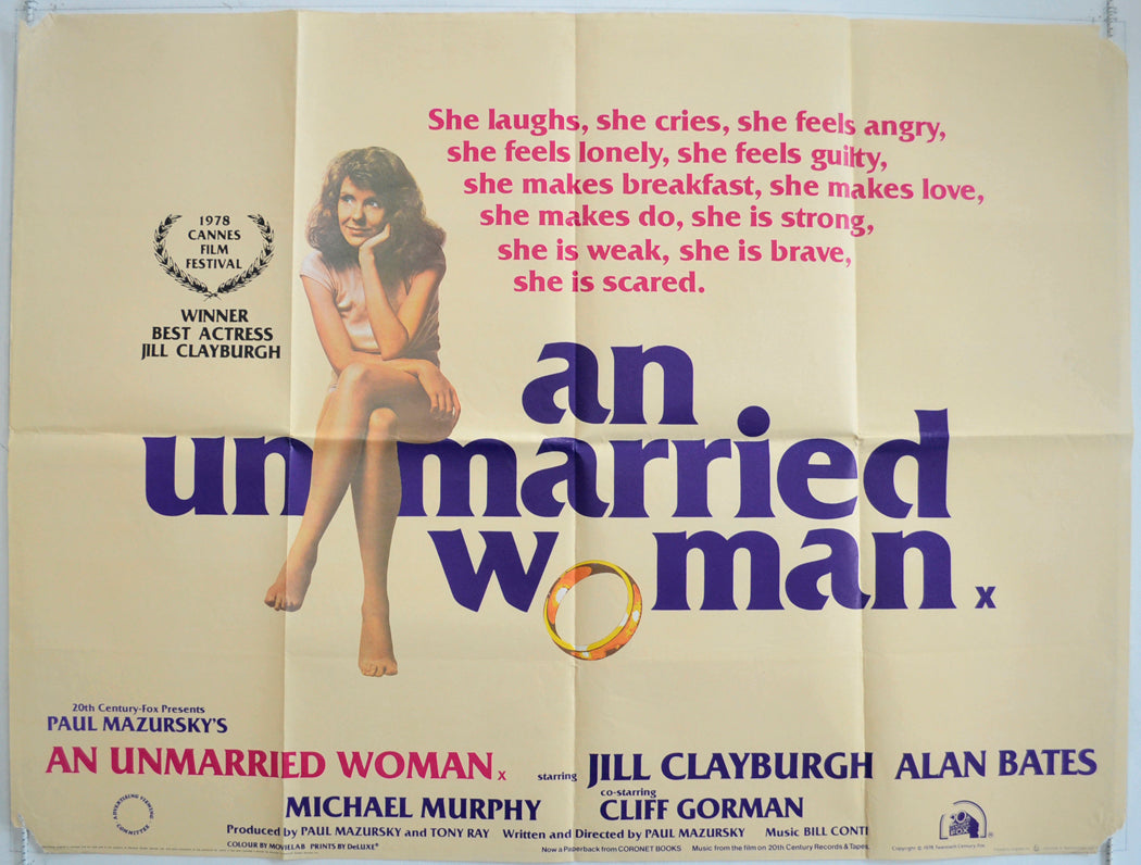 An Unmarried Woman  Original British Quad Poster - Film Poster - Movie Poster 