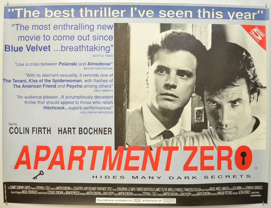 Apartment Zero Original Quad Poster - Film Poster - Movie Poster  