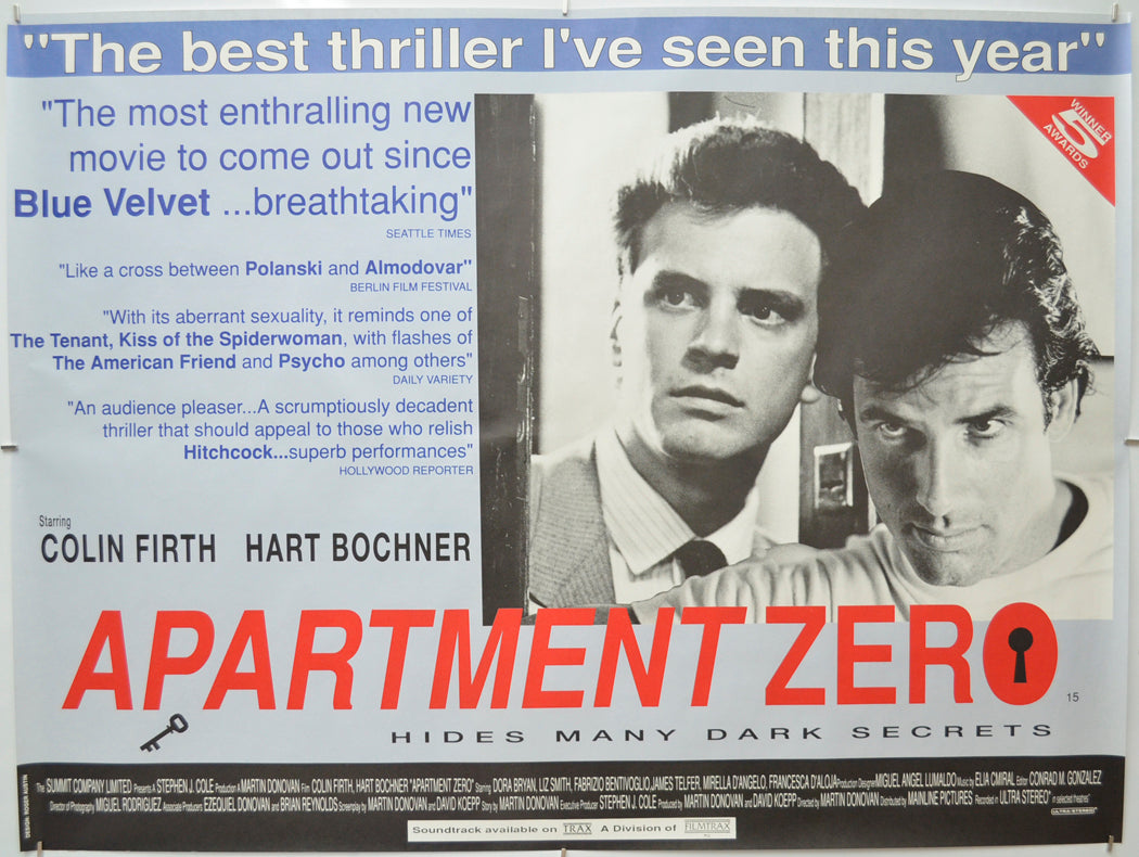 Apartment Zero - Original Quad Poster - Film Poster - Movie Poster